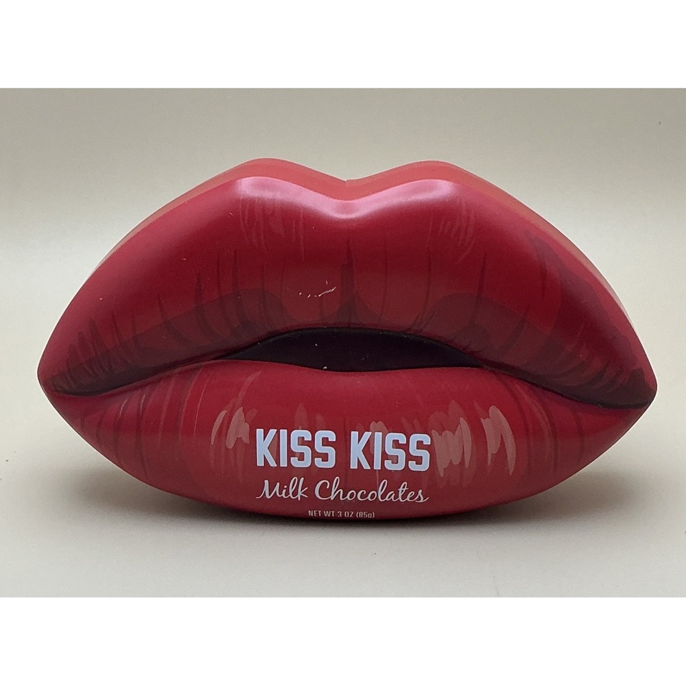 Empty Red Lips Metal Candy Tin Kiss Kiss Valentine's Day Collectible‎ Gift Box